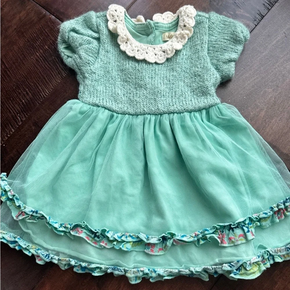 Matilda Jane nan dress friends forever 2015 aqua knit sparkle dress‎ 6-12